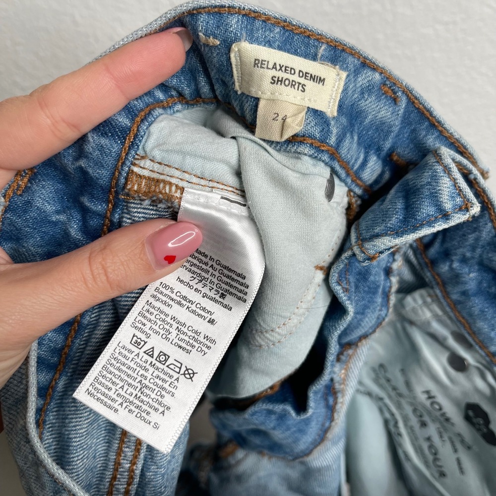 Madewell Relaxed Denim Shorts Light Wash Distressed High‎ Rise Size 24 Cotton - Picture 2 of 3